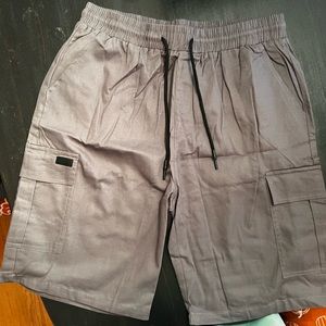 Mens Light Grey Cargo Shorts